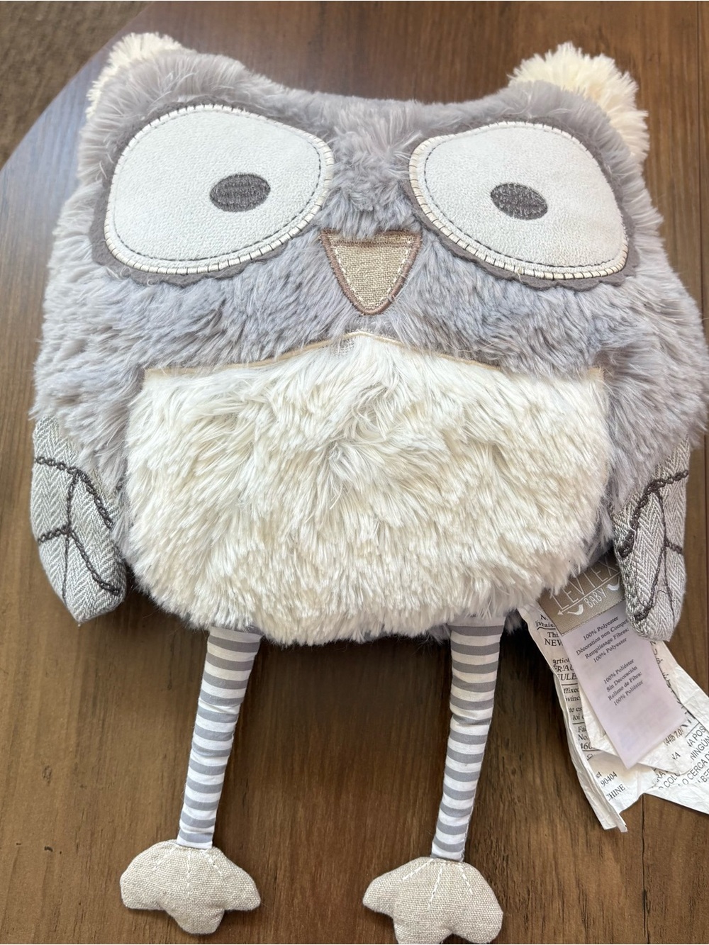 Levtex Baby Plush Owl Decorative Pillow - Gray & Cream. INV25/574